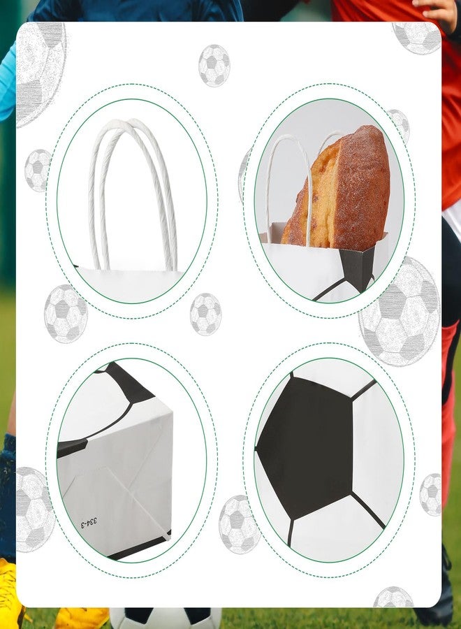 PEUTIER 16pcs Soccer Party Favor Paper Bags, Football Themed Party Gift Bags with Handles Soccer Goodie Bags Treat Candy Bags for Kids Adults Soccer Party Supplies (Style 2) - Image 3